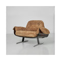 Modern Minimalist Upholstered Armchair, Wooden Frame Lounge Chair with Soft Cushion Seating for Living Room, Bedroom, Study (Brown)