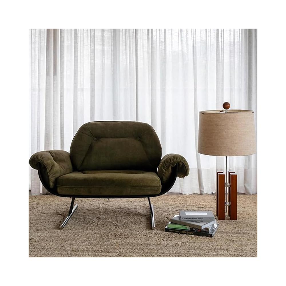 Modern Minimalist Upholstered Armchair, Wooden Frame Lounge Chair with Soft Cushion Seating for Living Room, Bedroom, Study (Brown)