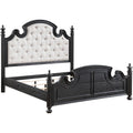 Coaster Home Furnishings Celina Traditional Fabric Upholstered Eastern King Size Four-Poster Bed Frame 70-inch Headboard Black 224761KE